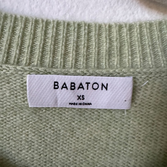 Aritzia Babaton Luxe Cashmere Toba Crew Neck Sweater Palm Green XS - Picture 3 of 5